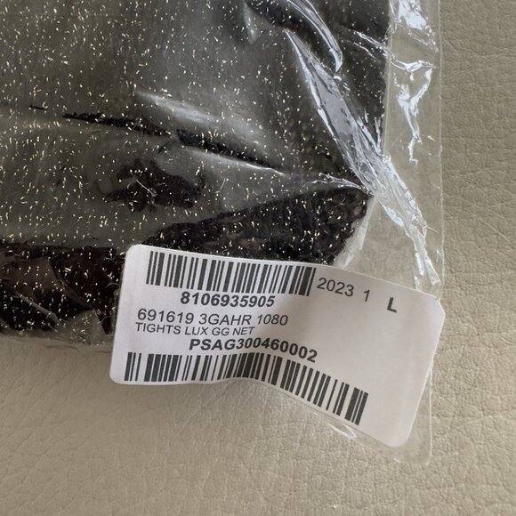 NEW GUCCI TIGHTS BLACK GOLD KNIT GG SZ L 691619 - Picture 9 of 10